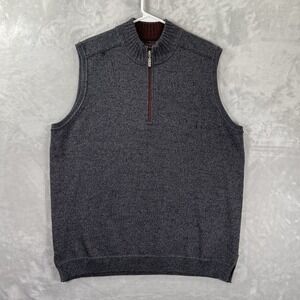 Tommy Bahama Vest men's Large 1/4 Zip Wool Blend Pullover Golf 18 Gray Casual